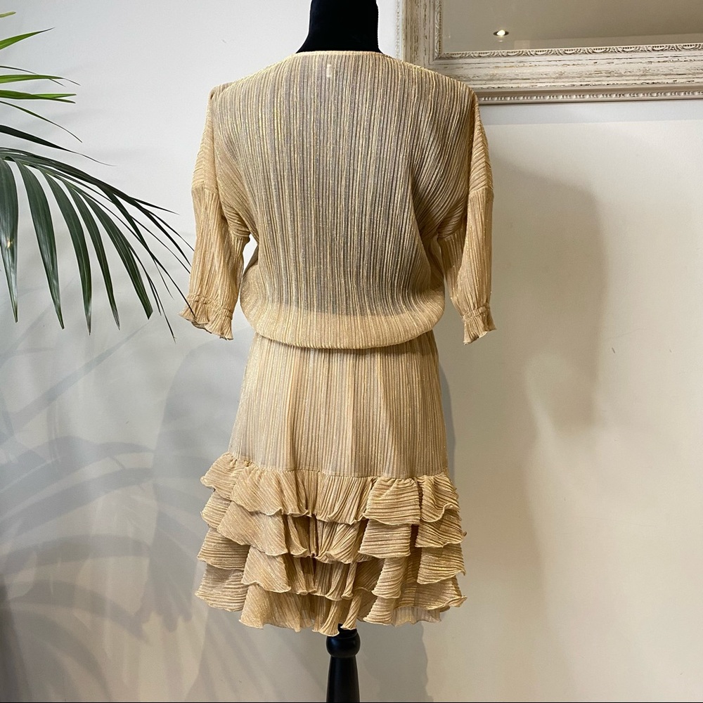 Just Cavalli Gold Ruffle Mini Dress Size 44 - Picture 16 of 17